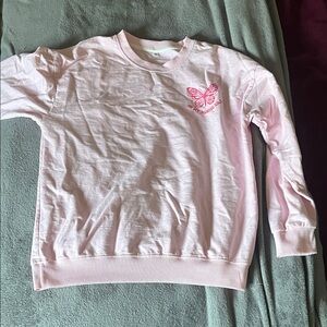 Pink Long Sleeve Tee with Butterfly Design